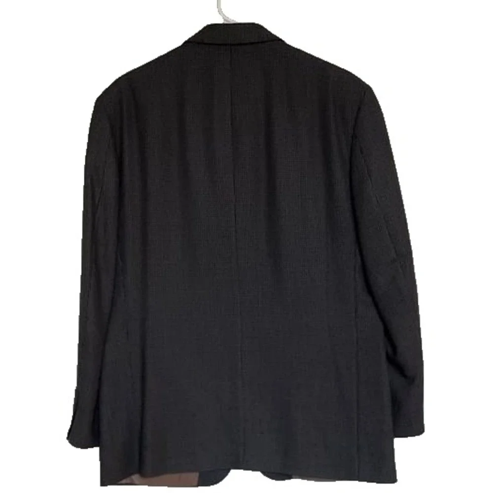 Oscar de la Renta 100% Wool Glen Plaid Blazer‎ Men's 40S Gray Sport Coat Jacket